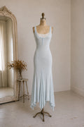 Archive Ralph Lauren Collection Ribbed Henley Tank Dress & Slip Set | Pale Blue (XS-M)