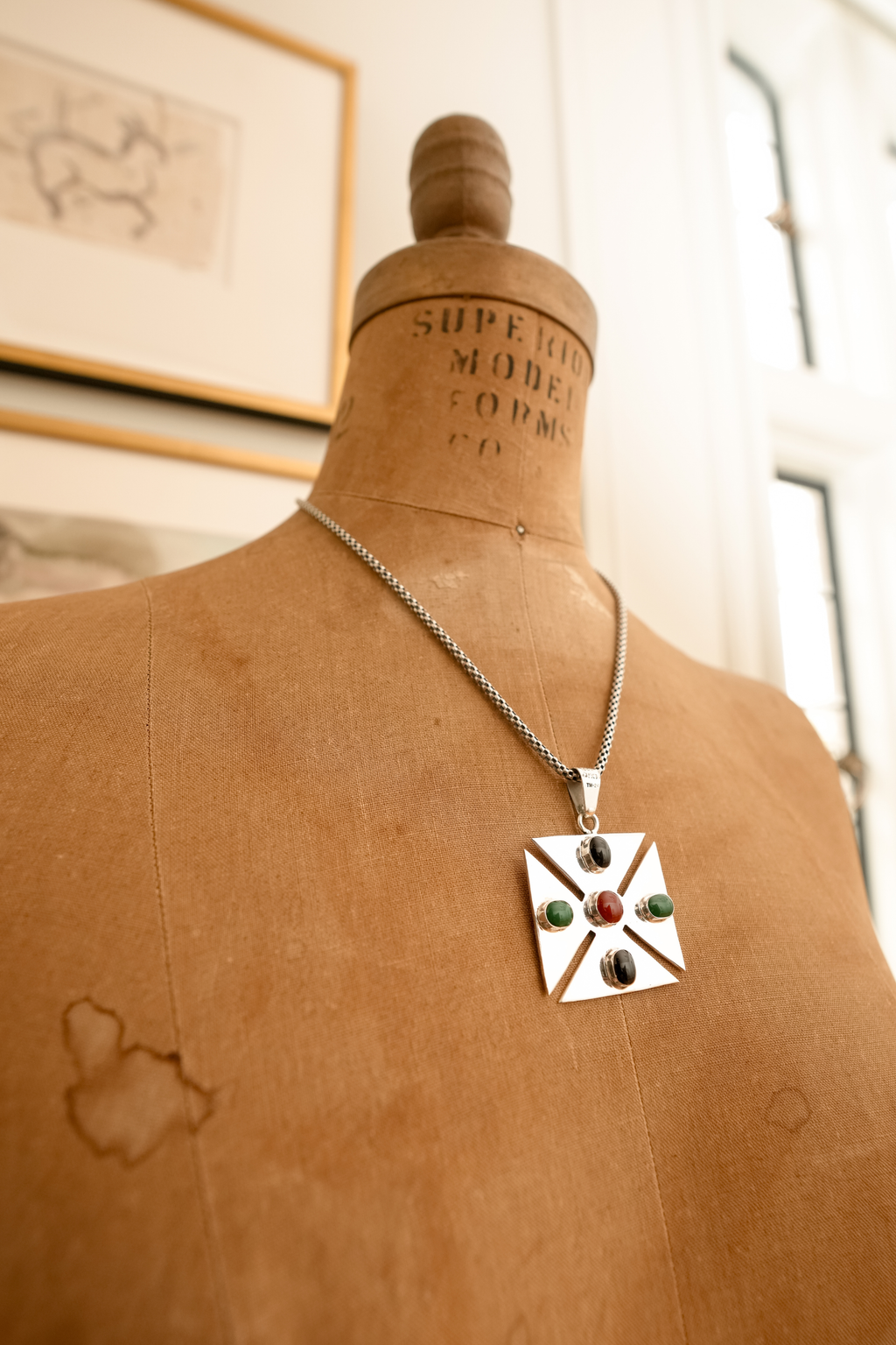 Vintage Sterling Silver Statement Necklace 