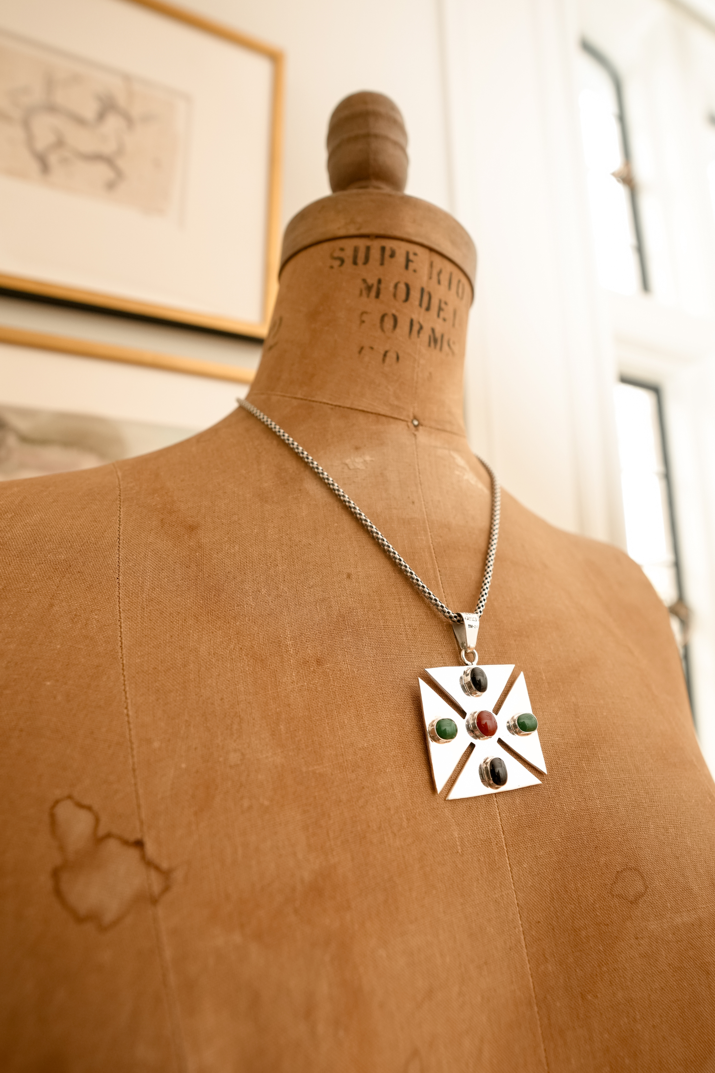 Vintage Sterling Silver Statement Necklace 
