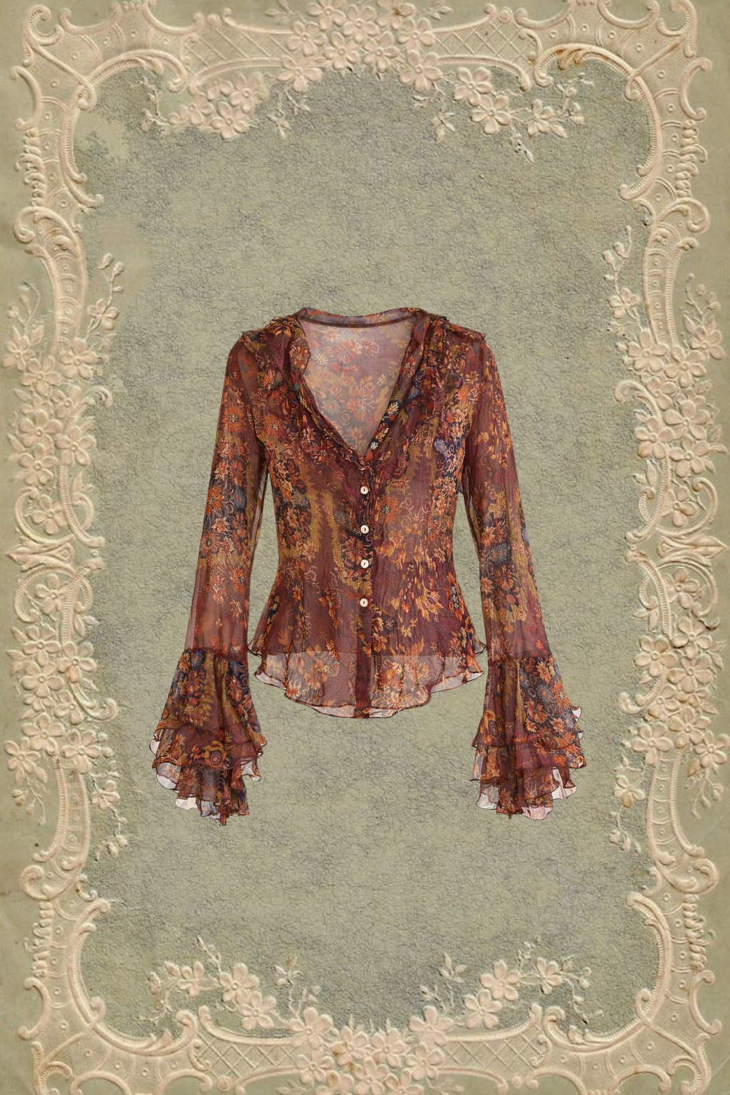 Vintage Serena Kay Silk Chiffon Blouse (S-M)